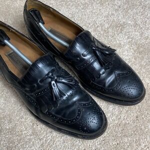 Johnston & Murphy Mens Black Leather Wingtip Tassel Kiltie Loafers 9.5 D 22-7264